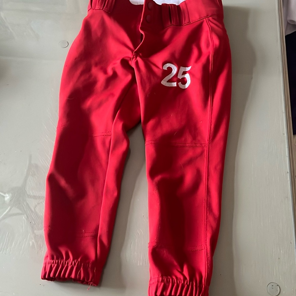 Red Youth Small softball pants